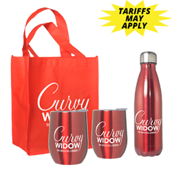 Goblet and Bottle Set with Non-Woven Mini Gift Tote Bag